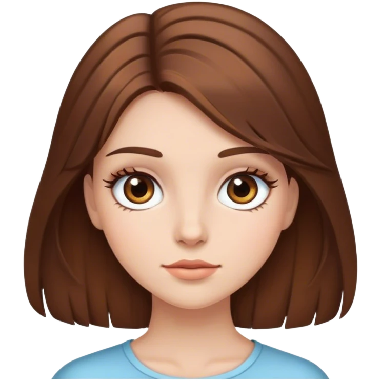 A girl with brown hair an long lashes  emoji