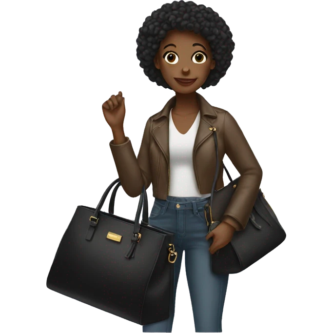 black girl holding a designer bag  emoji