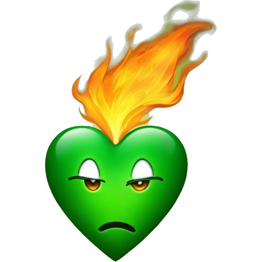 Green heart on fire  emoji