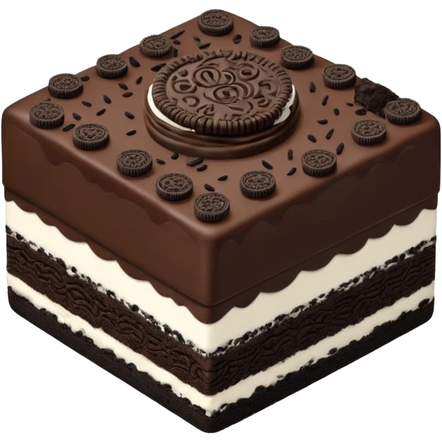 oreo cake / square shape / slim layers / one topping oreo emoji