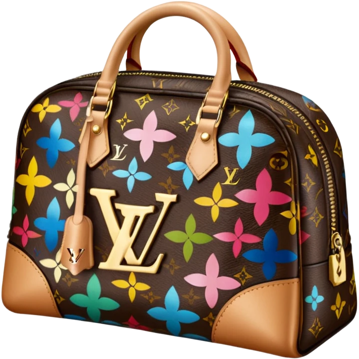Hyperrealism, Louis Vuitton, colorful cosmetic bag  emoji