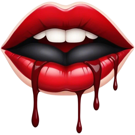 Lips with black lipstick with blood drips emoji
