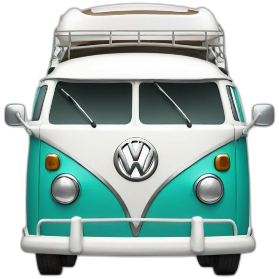 old turquoise and white vw split bus emoji