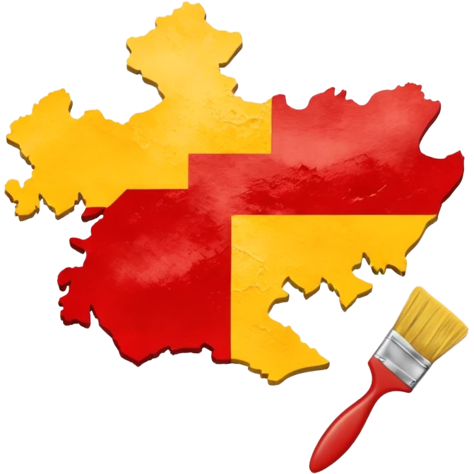 Create a emoji an Karnataka Map top yellow brush paint type and bottom red brush paint type emoji