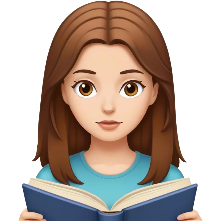 Brown hair white girl reading  emoji