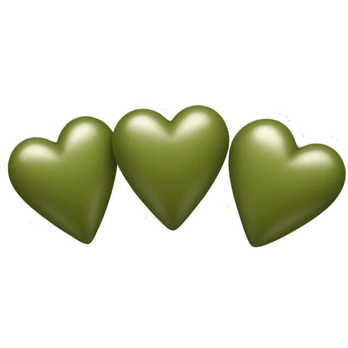 Three olive green hearts emoji