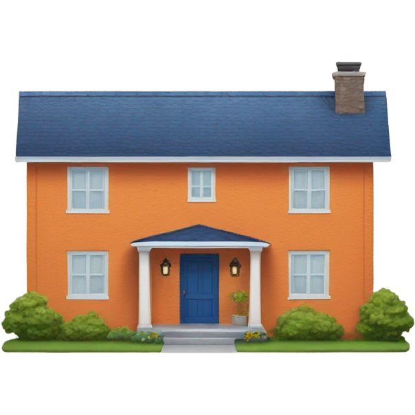 Sapphire colored ranch style house, orange front door  emoji