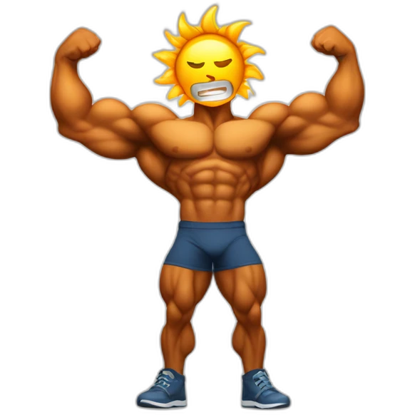 the sun as a bodybuilder, flexin his biceps emoji
