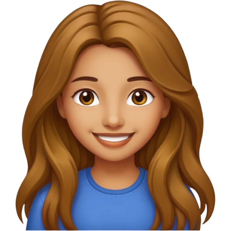 create a girl with hazel long hair, olive colour eyes and beautiful smile emoji