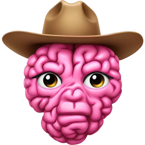 pink brain wearing a cowboy hat  emoji