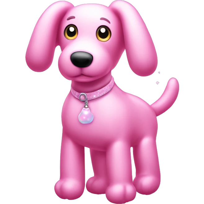 Pastel Pink Balloon Animal "A pastel pink balloon animal shaped like a dog, glowing softly with a shimmery finish and surrounded by tiny floating sparkles." emoji