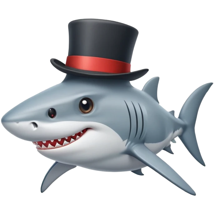Shark with a top hat emoji