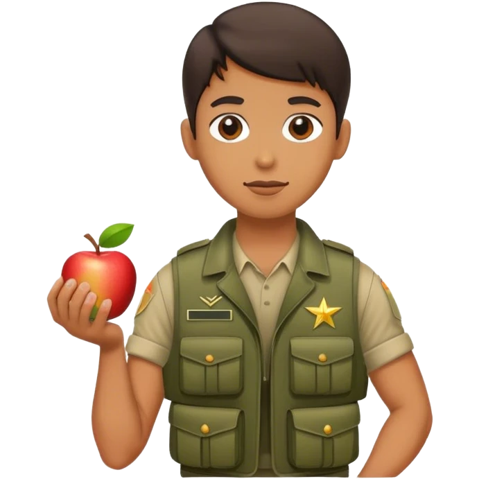 Apple wearing a army vest emoji