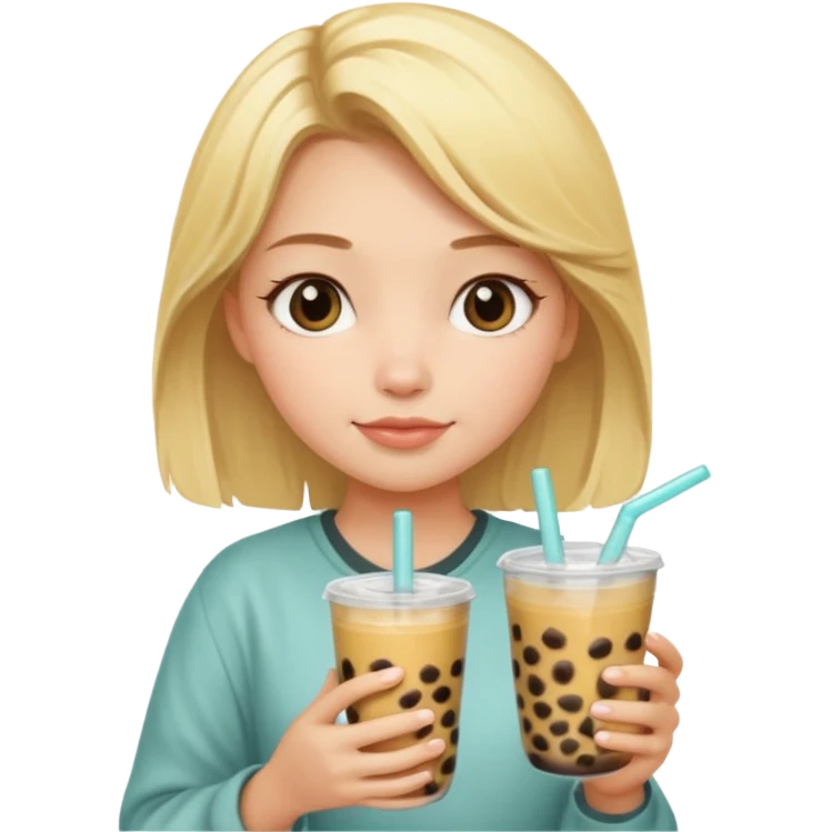 Blonde girl with boba emoji