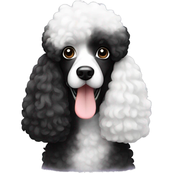 Half black half white poodle emoji