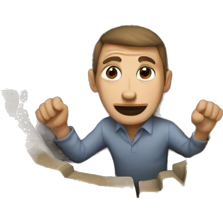 Man trying to fit in a small hole emoji