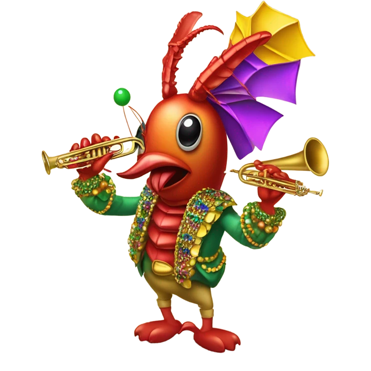 Crawfish celebrating Mardi Gras  emoji