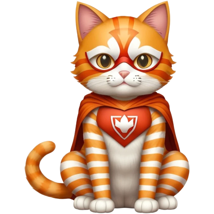 cat full body sitting with superhero mask emoji