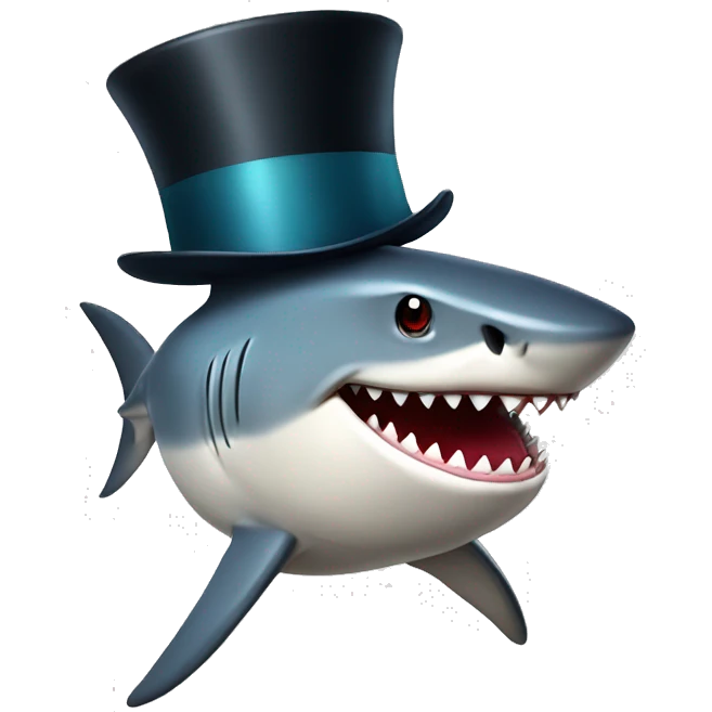 Shark with a top hat emoji