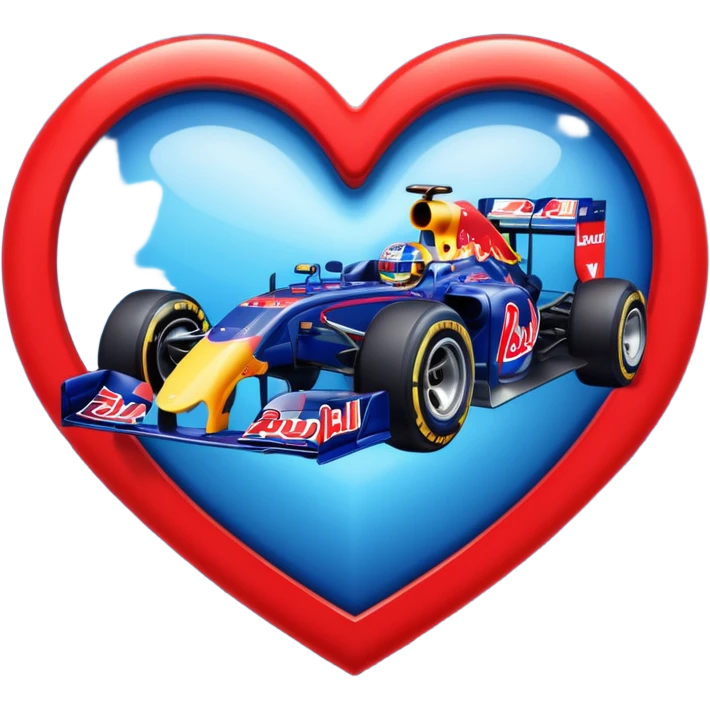 adentro de un corazon quiero un carro de Formula 1 estilo RedBull, quiero que el monoplaza este dentro de un corazon emoji
