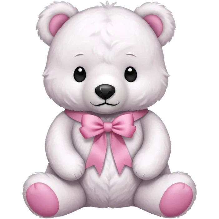 white bear with pink ribbon emoji