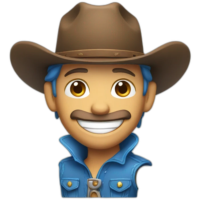 funny cowboy with blue hat and smile emoji