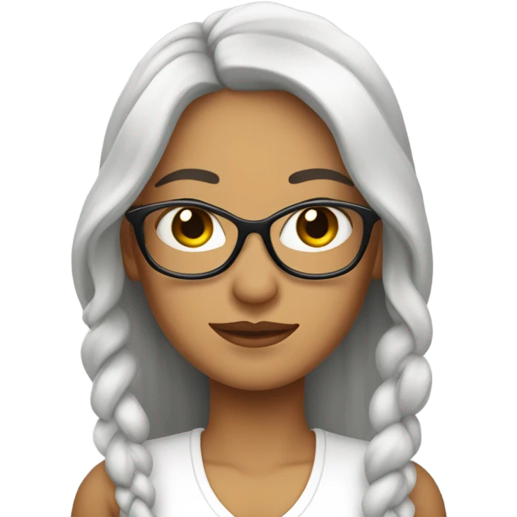blanca con pelo largo  con trenzas y gafas emoji
