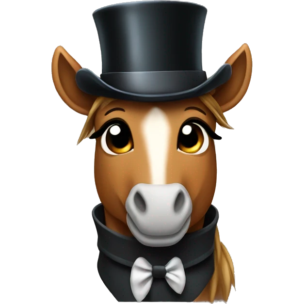 horse thats very cute weaing a top hat emoji