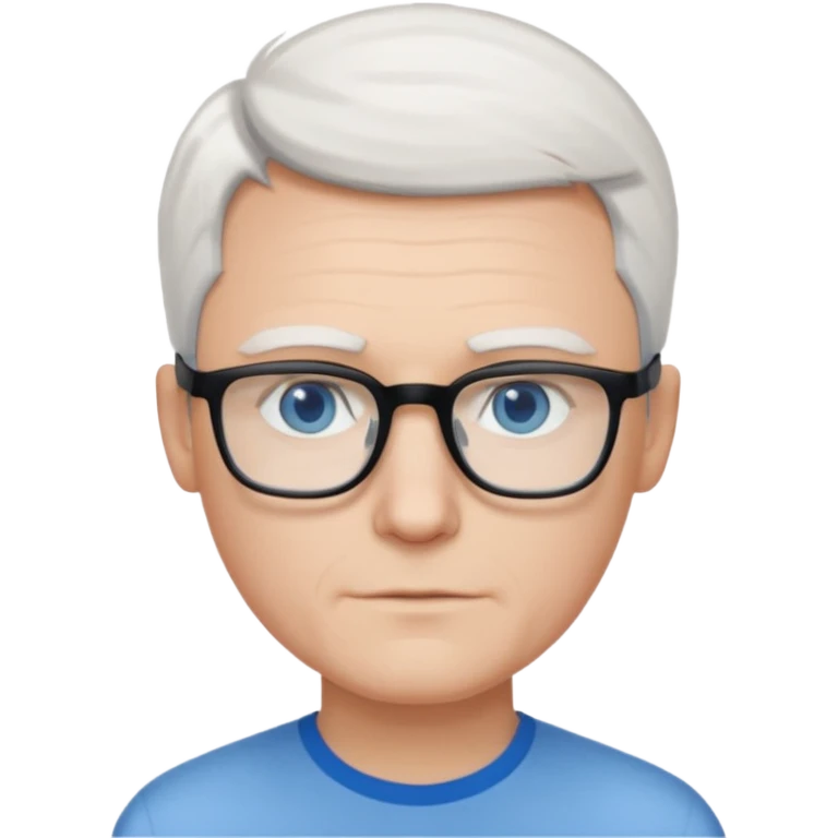 Thin white man, short-white-hair, black thin square glasses, white shirt, blue eyes, ceo - no tie emoji