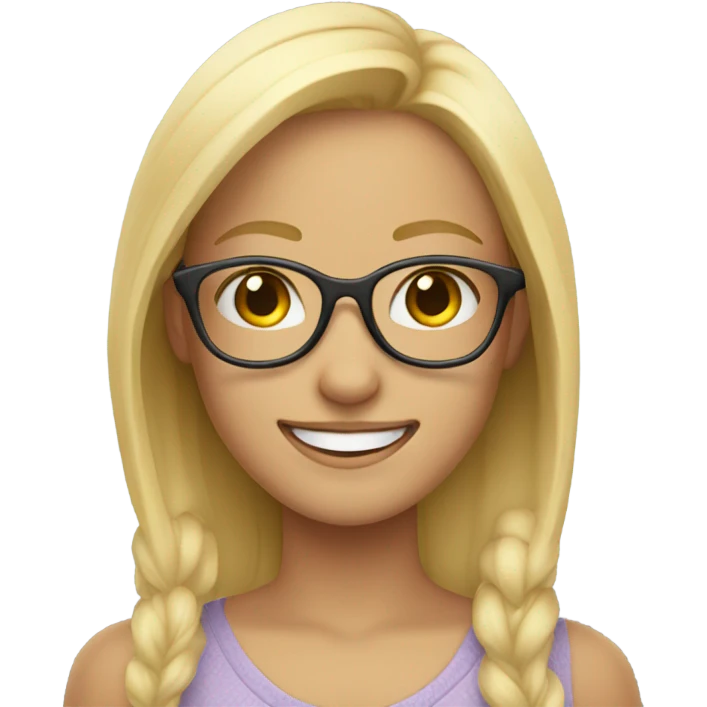 smiling blonde girl portrait with glasses emoji