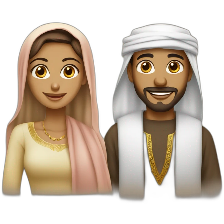 couple musulman homme africain femme arabe emoji