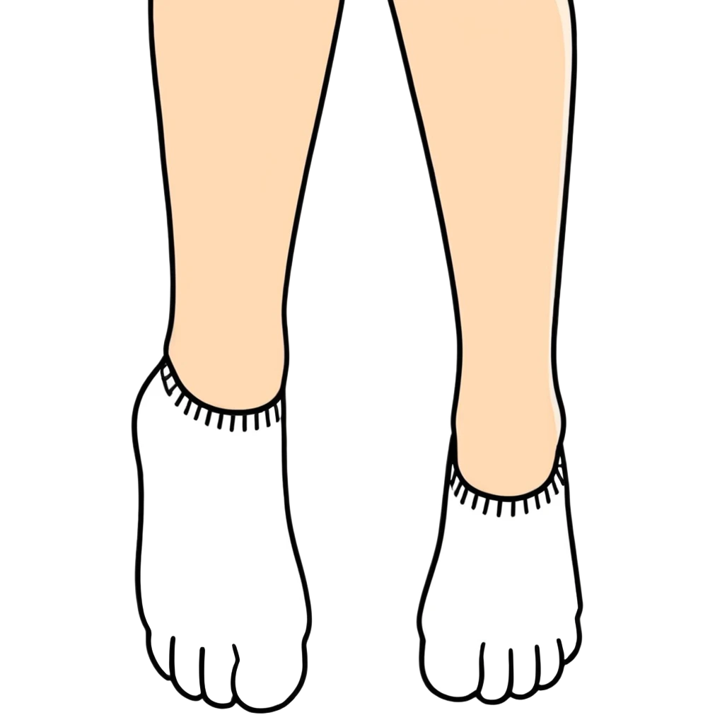slender woman feet in white no-show socks with bottom view of soles emoji