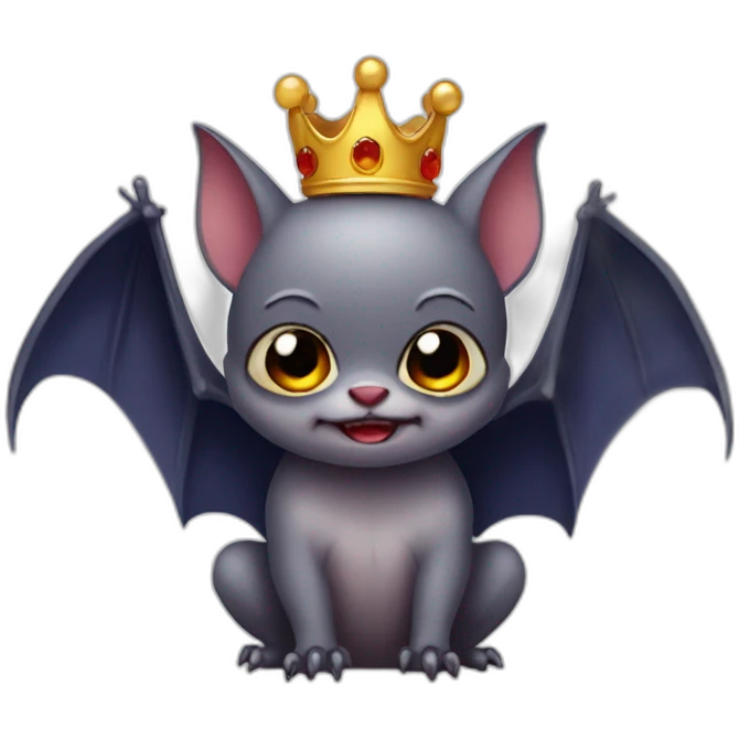 vampire bat with wings wearing crown spooky emoji