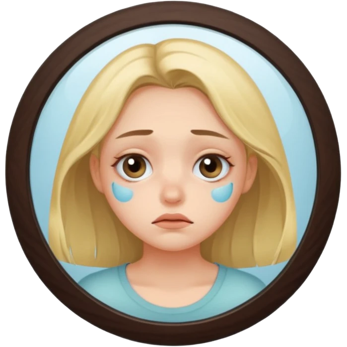 Уставшая девушка смотрит в зеркало emoji