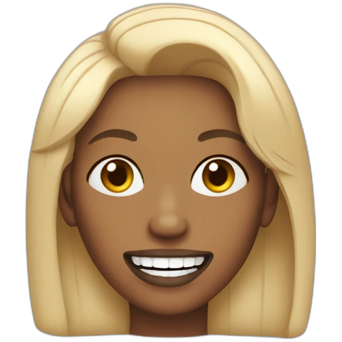 trans woman with big teeth, smirking emoji