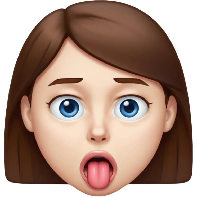 Quelqun de blan brun au yeux bleu qui tire la langue sur le coter de la bouche et regarde mal emoji