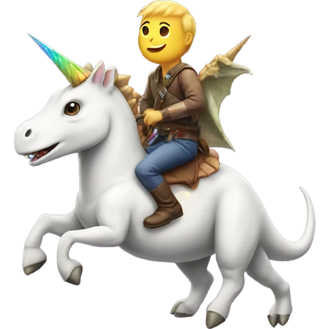 dinosaur riding an unicorn  emoji