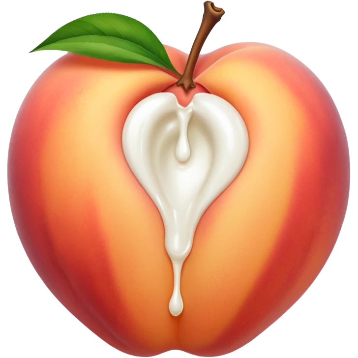 Brzoskwinia z pęknięciem a z pęknięcia wydobywa sie białe mleko przypominająca wagine  emoji