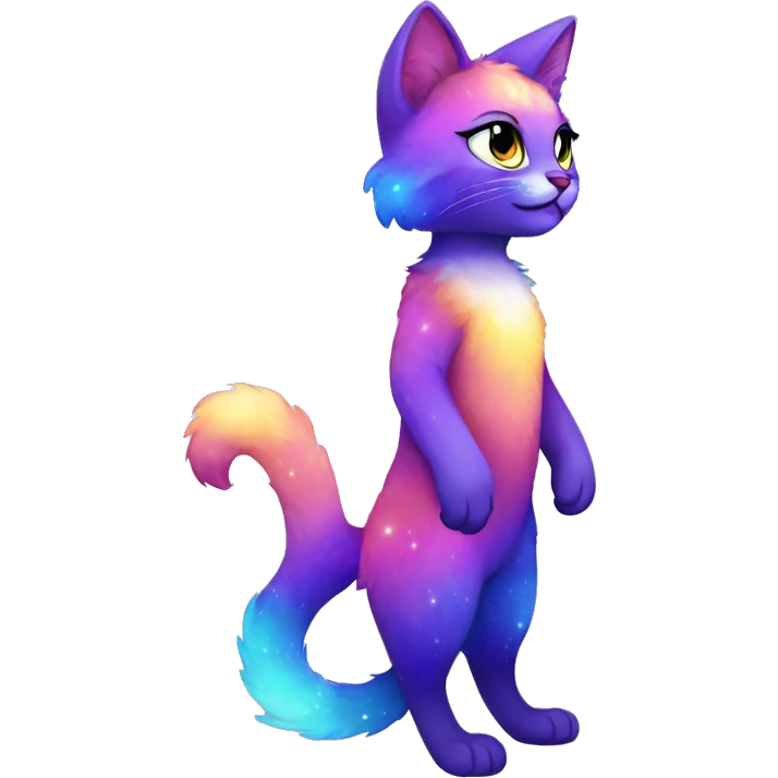 Colorful gradient-Sparkle-cat-nebula-fursona anthropomorphic furry full body emoji