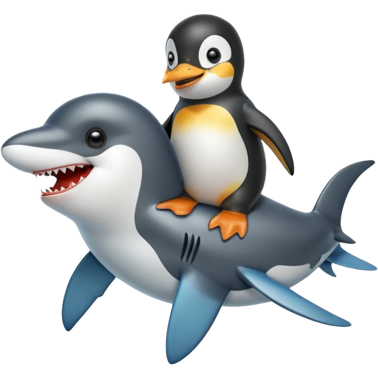 Penguin riding shark emoji