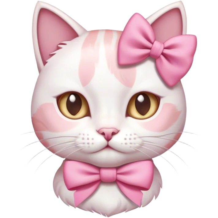 pink white cat with a pink bow emoji