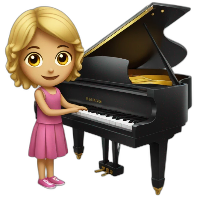pianist girl with piano emoji