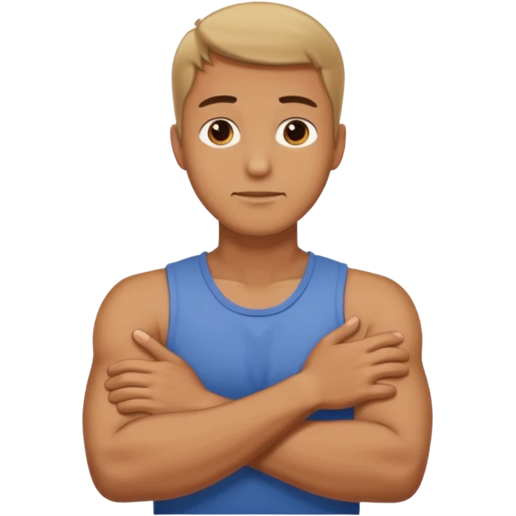 Man strangling  Himself with arms crossed over and grabbing neck tightly emoji