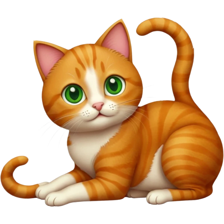 cute cat that just woke up, soft fur, big eyes, stretching, cozy morning light, emoji style emoji