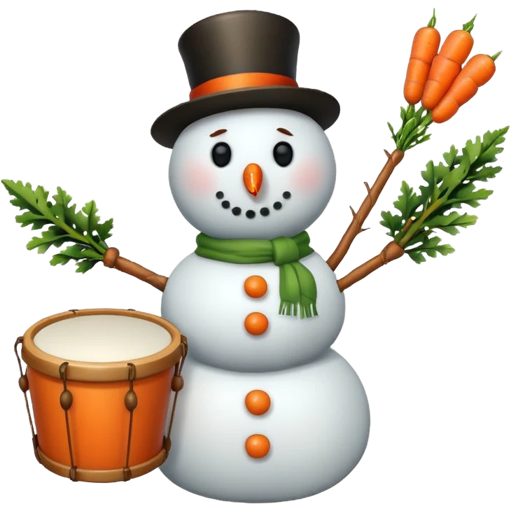 Snowman with Musical Instrument drum emoji