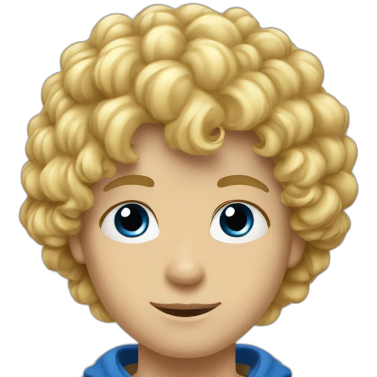 Garçon adolescent cheveux blond yeux bleu cheveux bouclés  emoji
