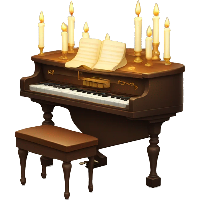 vintage piano with candles on top emoji
