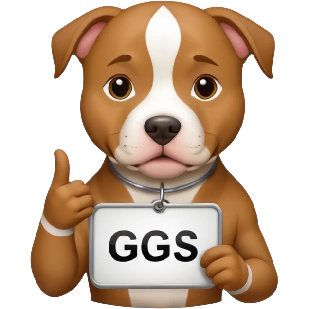 pitbull dog holding a GG's sign emoji