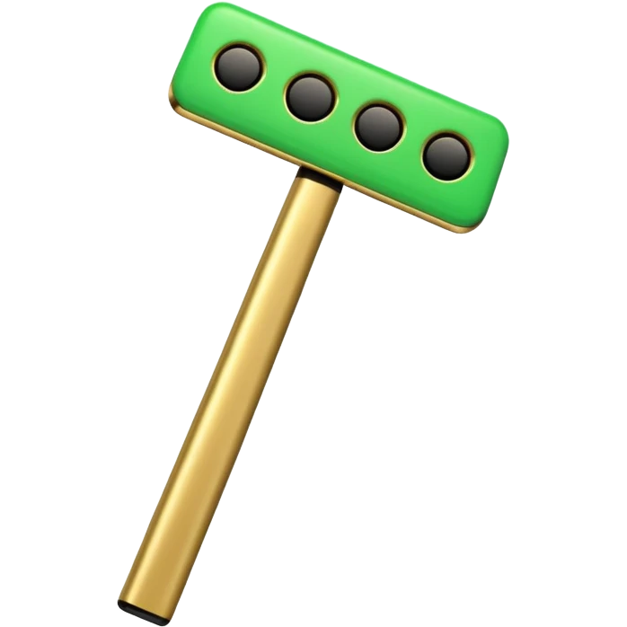 Apple-style 3D emoji of a simplified RAM stick, cartoon-style but recognizable, green with gold edge and black squares representing memory chips. emoji