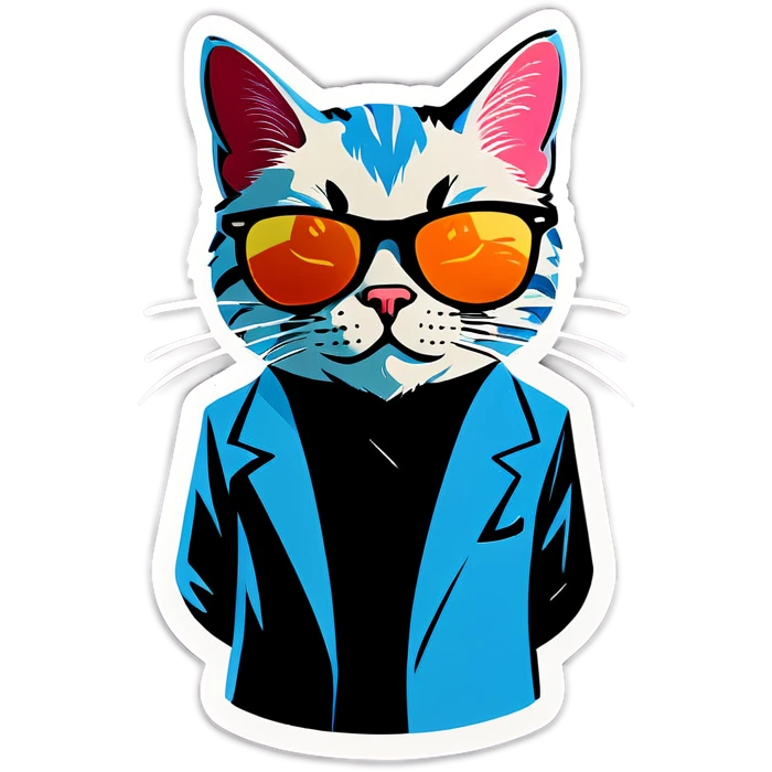 Cat with sunglasses an tattoos emoji